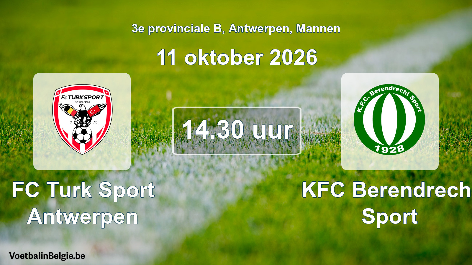 Geplande wedstrijd mannenvoetbal: FC Turk Sport Antwerpen - KFC Berendrecht Sport (11 oktober 2026)