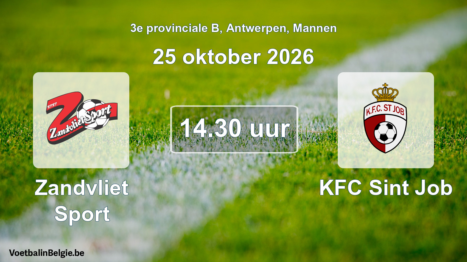 Geplande wedstrijd mannenvoetbal: Zandvliet Sport - KFC Sint Job (25 oktober 2026)