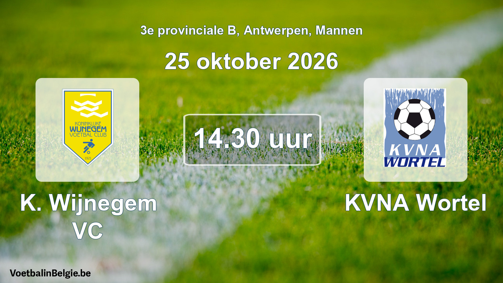 Geplande wedstrijd mannenvoetbal: K. Wijnegem VC - KVNA Wortel (25 oktober 2026)