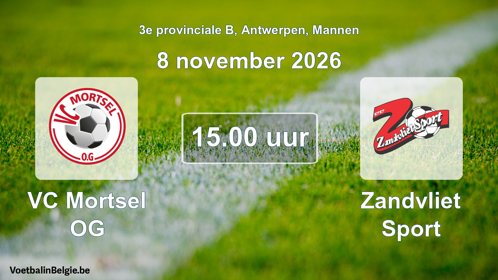 Geplande wedstrijd mannenvoetbal: VC Mortsel OG - Zandvliet Sport (8 november 2026)