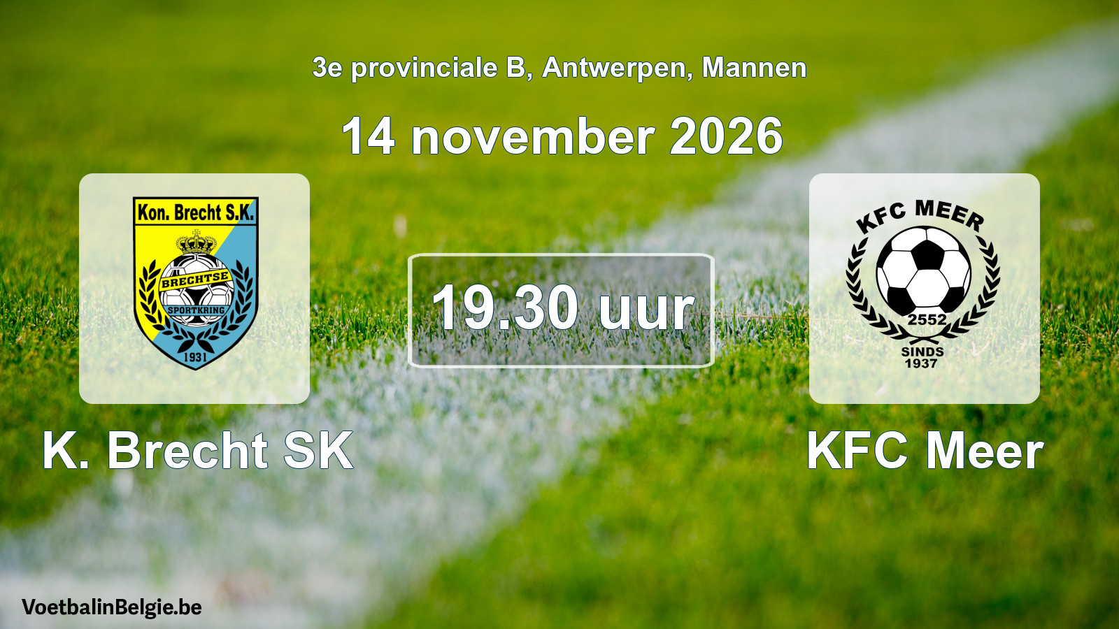 Geplande wedstrijd mannenvoetbal: K. Brecht SK - KFC Meer (14 november 2026)