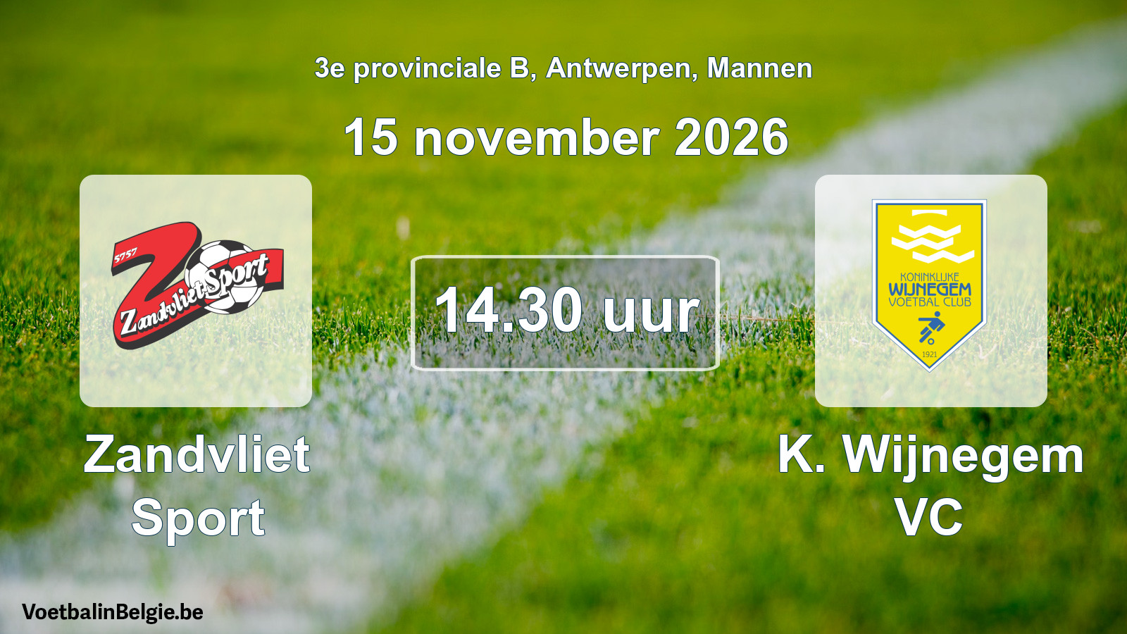 Geplande wedstrijd mannenvoetbal: Zandvliet Sport - K. Wijnegem VC (15 november 2026)