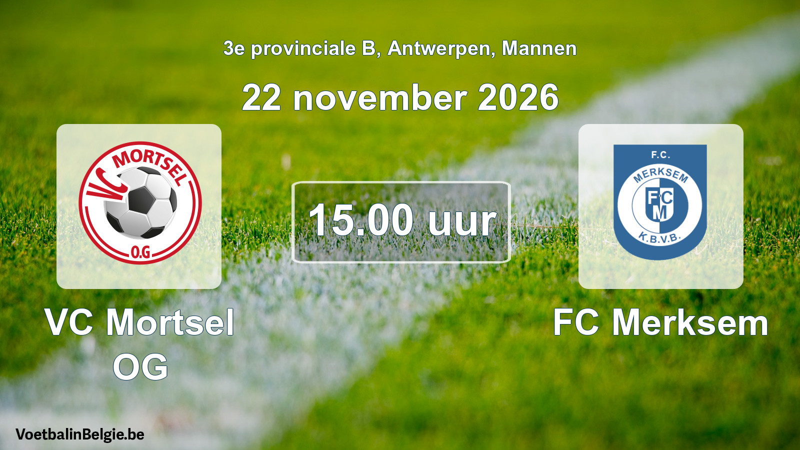 Geplande wedstrijd mannenvoetbal: VC Mortsel OG - FC Merksem (22 november 2026)