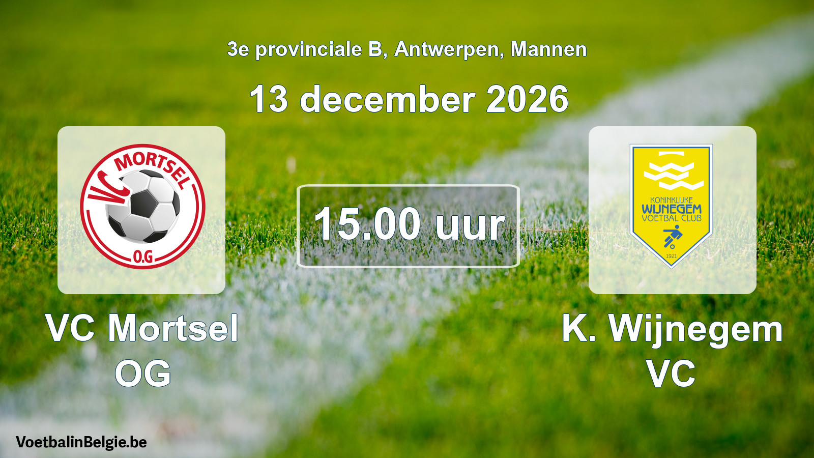 Geplande wedstrijd mannenvoetbal: VC Mortsel OG - K. Wijnegem VC (13 december 2026)