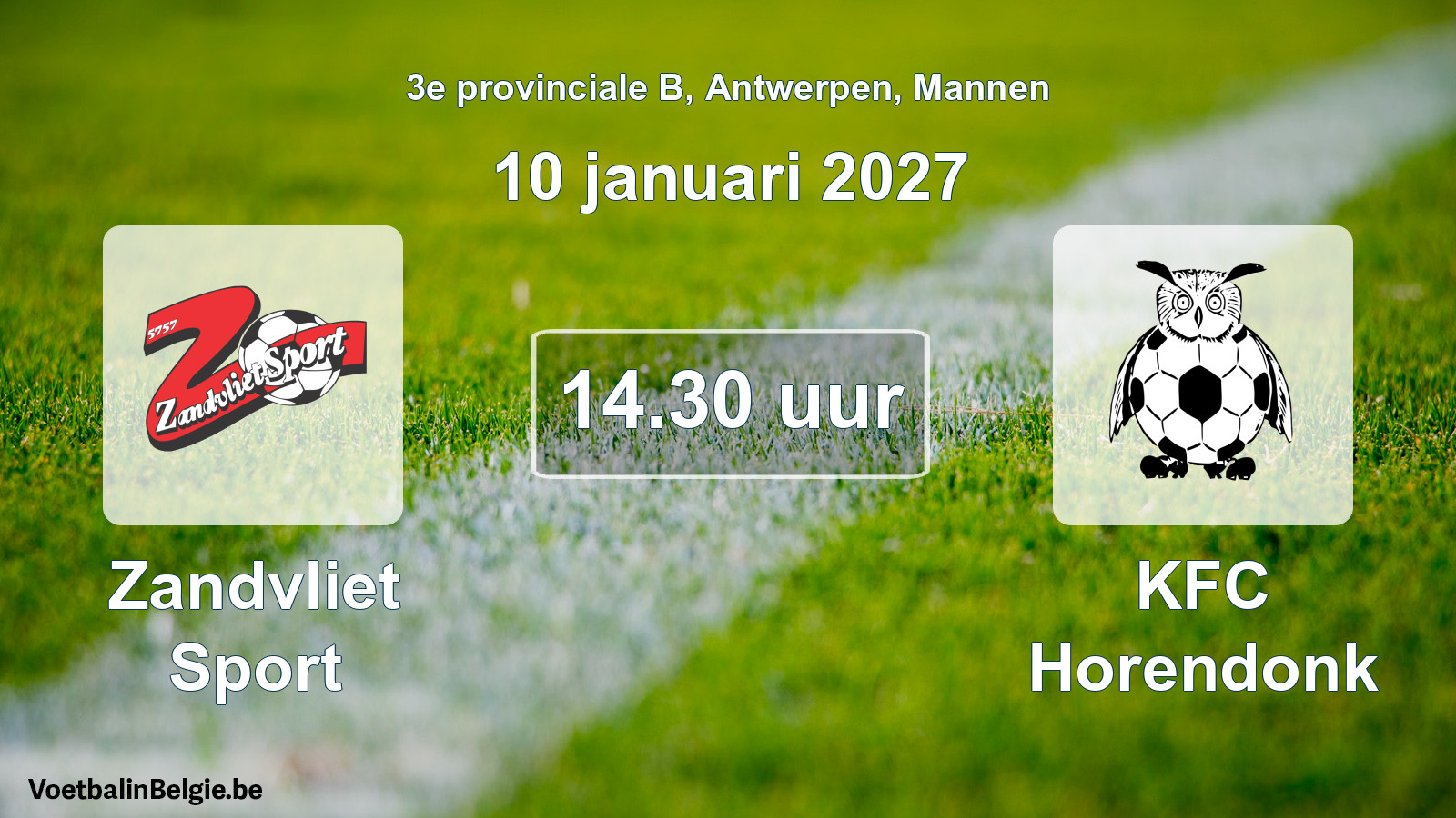 Geplande wedstrijd mannenvoetbal: Zandvliet Sport - KFC Horendonk (10 januari 2027)