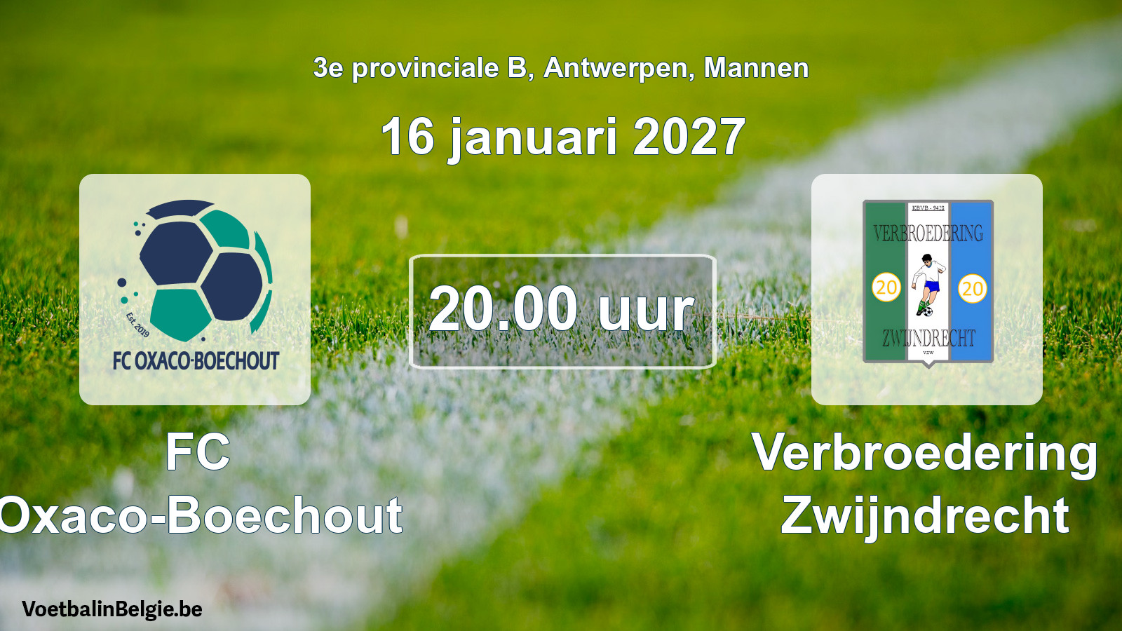 Geplande wedstrijd mannenvoetbal: FC Oxaco-Boechout - Verbroedering Zwijndrecht (16 januari 2027)