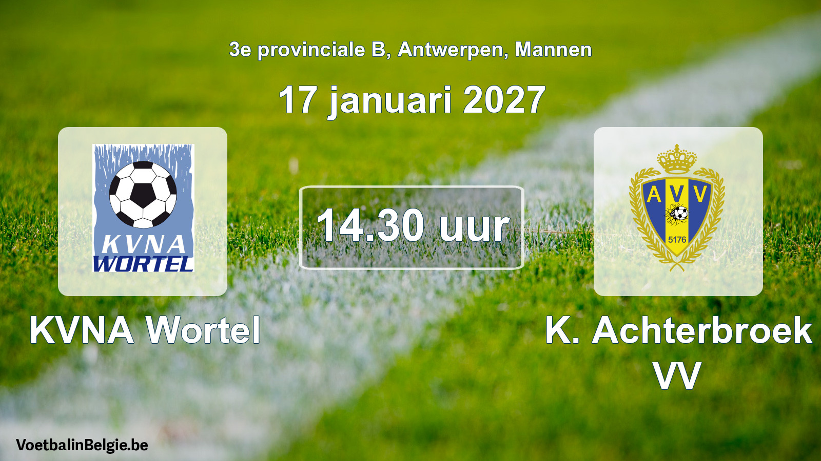 Geplande wedstrijd mannenvoetbal: KVNA Wortel - K. Achterbroek VV (17 januari 2027)