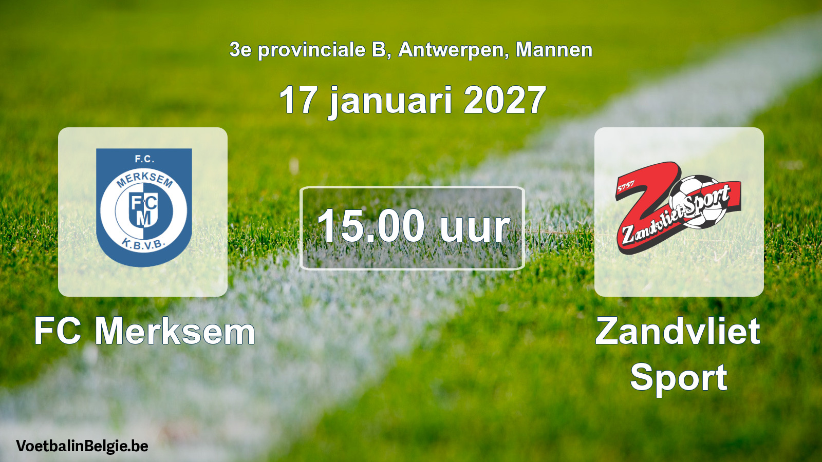 Geplande wedstrijd mannenvoetbal: FC Merksem - Zandvliet Sport (17 januari 2027)