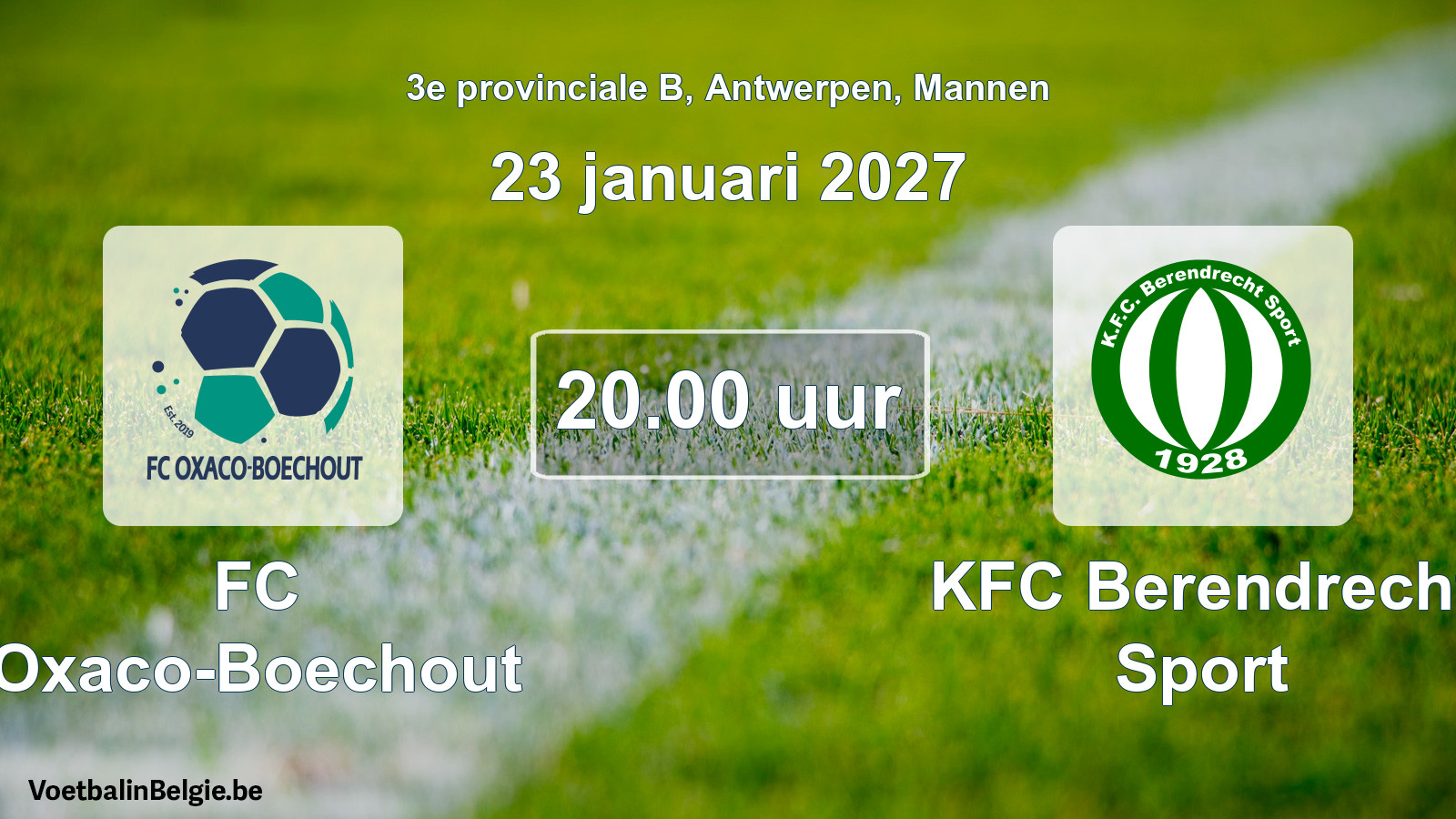 Geplande wedstrijd mannenvoetbal: FC Oxaco-Boechout - KFC Berendrecht Sport (23 januari 2027)