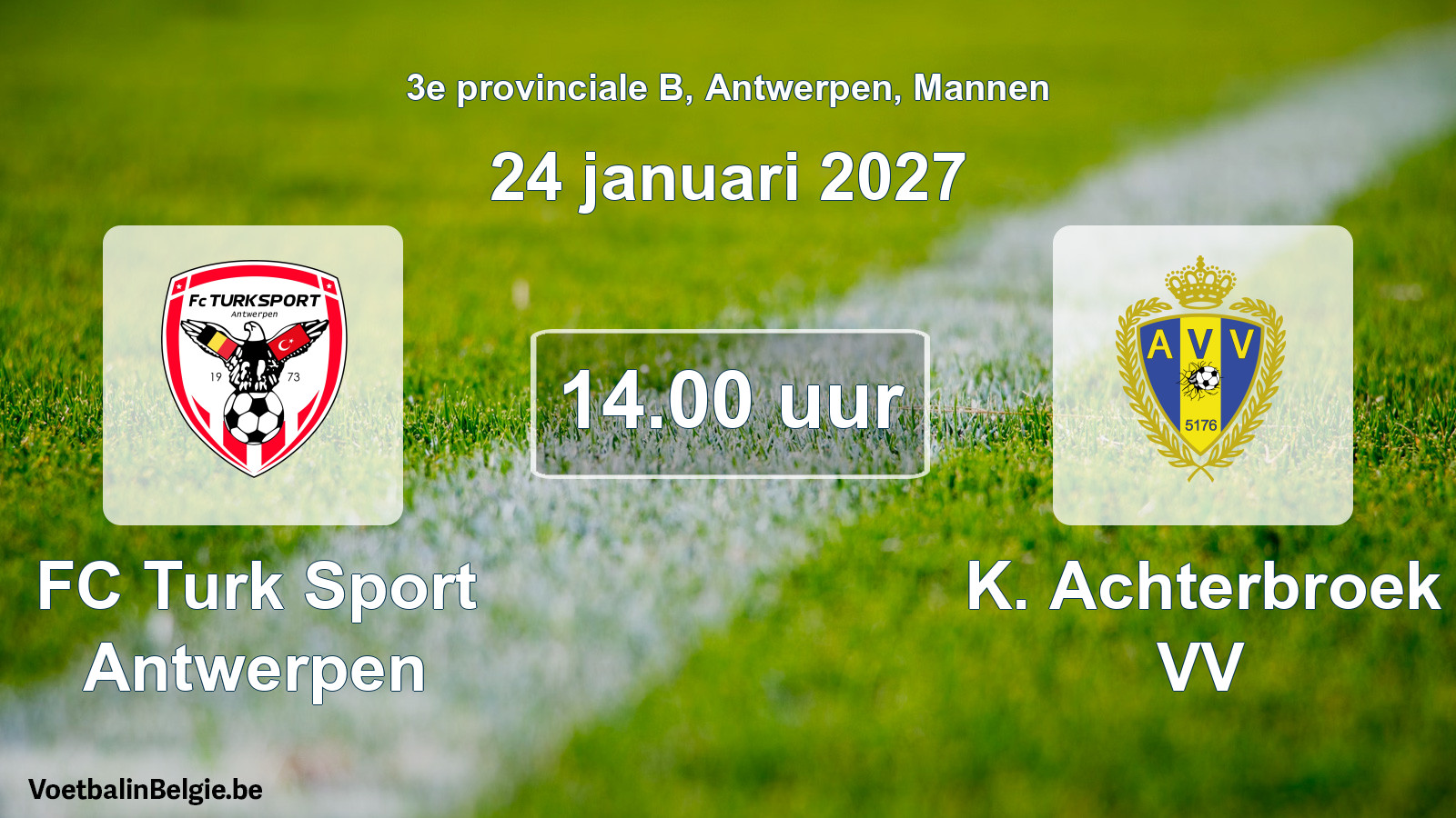 Geplande wedstrijd mannenvoetbal: FC Turk Sport Antwerpen - K. Achterbroek VV (24 januari 2027)