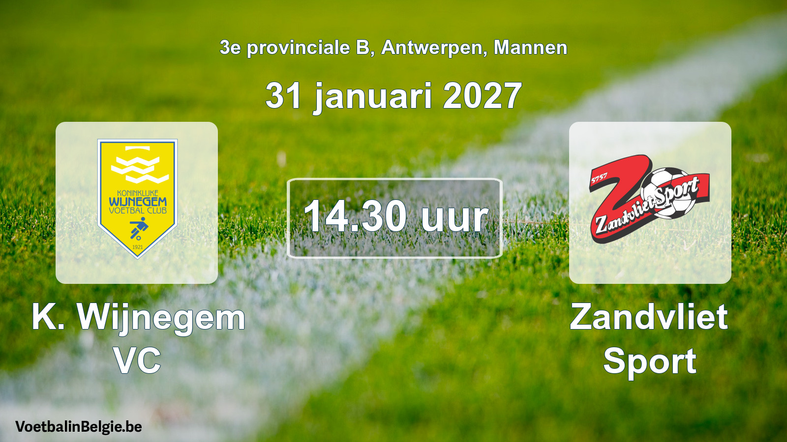 Geplande wedstrijd mannenvoetbal: K. Wijnegem VC - Zandvliet Sport (31 januari 2027)