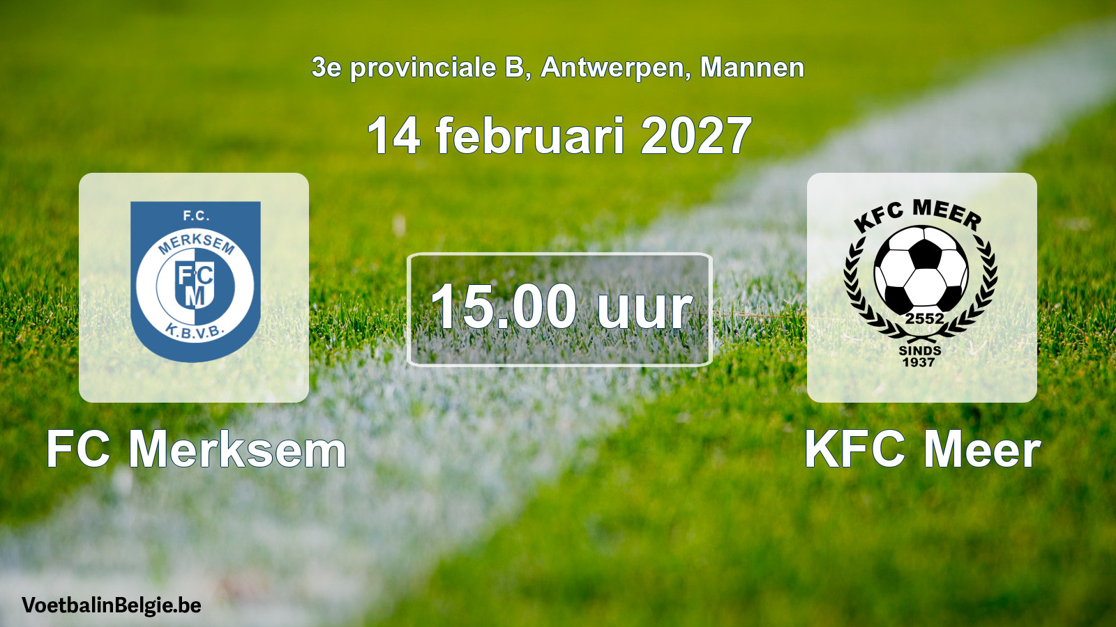 Geplande wedstrijd mannenvoetbal: FC Merksem - KFC Meer (14 februari 2027)