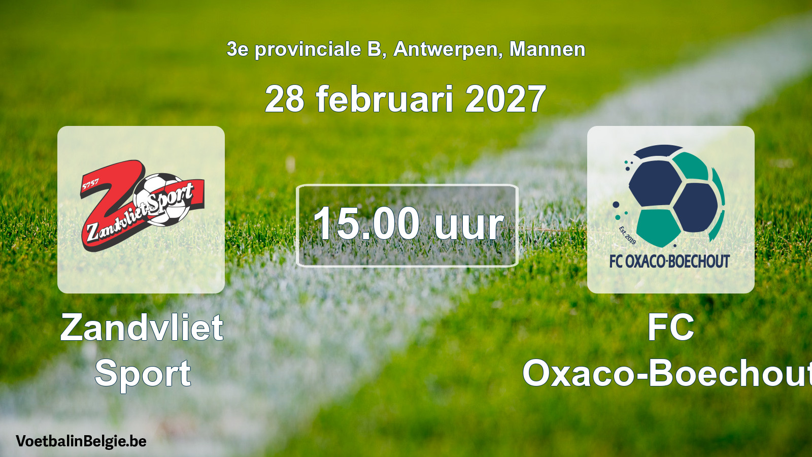 Geplande wedstrijd mannenvoetbal: Zandvliet Sport - FC Oxaco-Boechout (28 februari 2027)