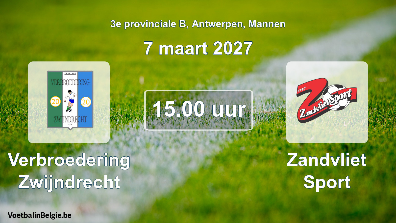 Geplande wedstrijd mannenvoetbal: Verbroedering Zwijndrecht - Zandvliet Sport (7 maart 2027)