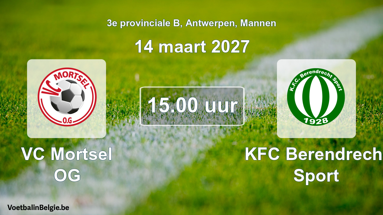 Geplande wedstrijd mannenvoetbal: VC Mortsel OG - KFC Berendrecht Sport (14 maart 2027)