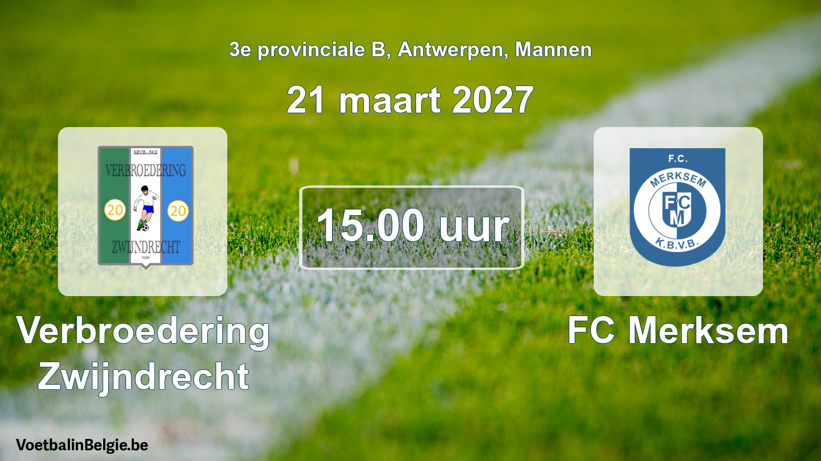 Geplande wedstrijd mannenvoetbal: Verbroedering Zwijndrecht - FC Merksem (21 maart 2027)