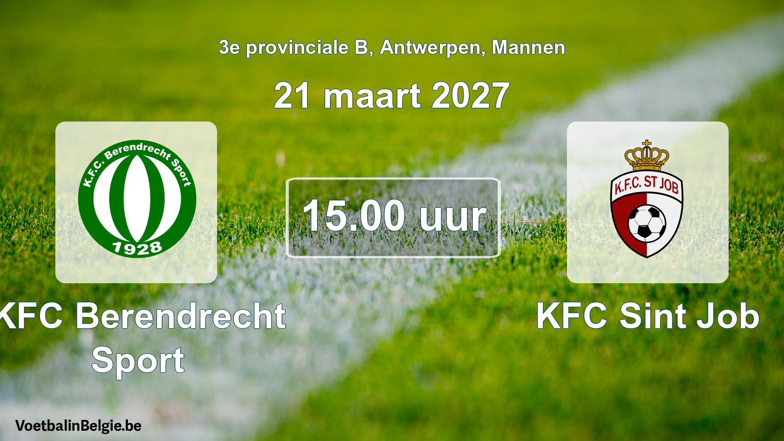 Geplande wedstrijd mannenvoetbal: KFC Berendrecht Sport - KFC Sint Job (21 maart 2027)