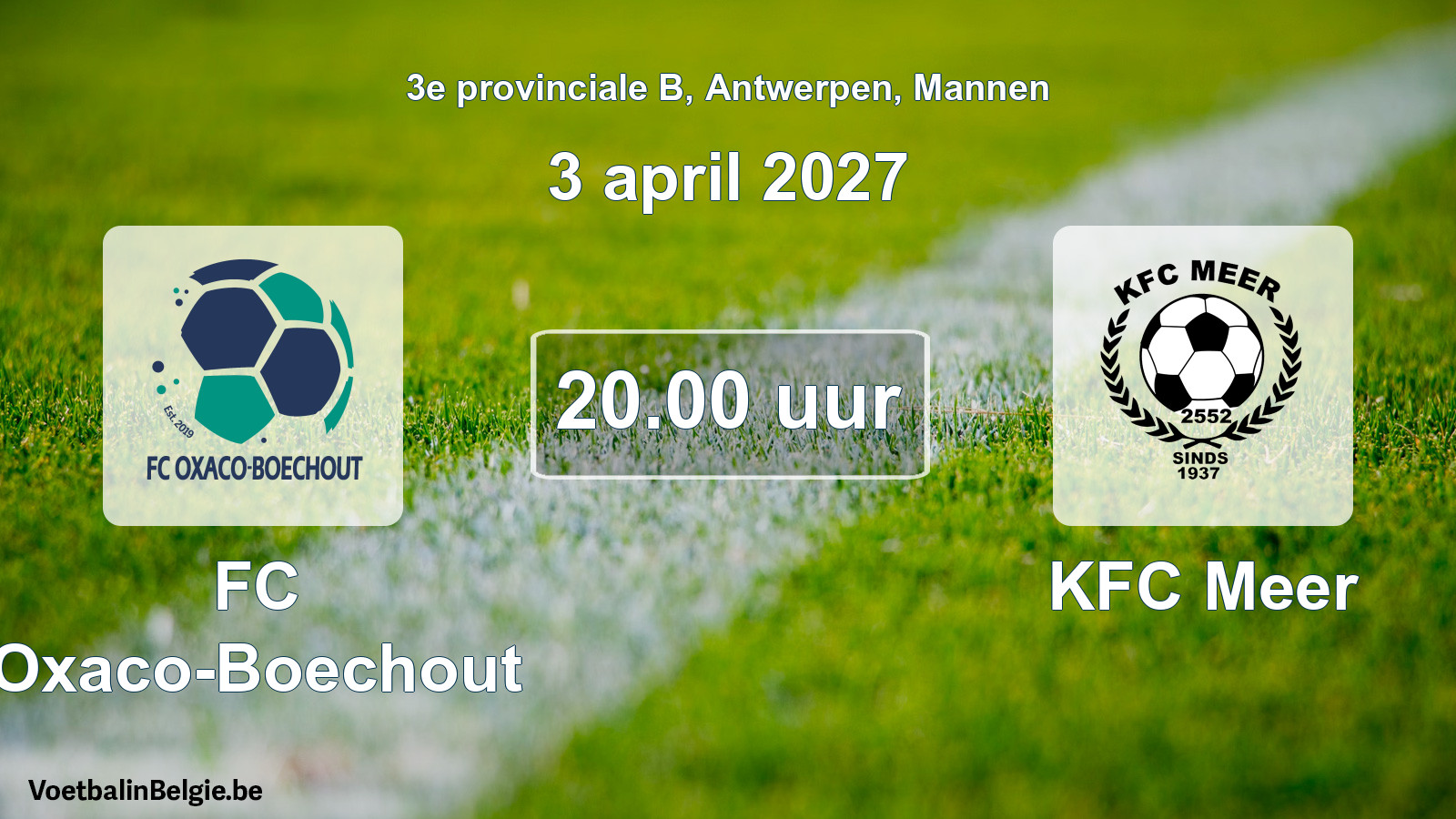 Geplande wedstrijd mannenvoetbal: FC Oxaco-Boechout - KFC Meer (3 april 2027)