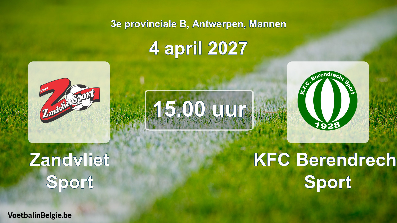 Geplande wedstrijd mannenvoetbal: Zandvliet Sport - KFC Berendrecht Sport (4 april 2027)