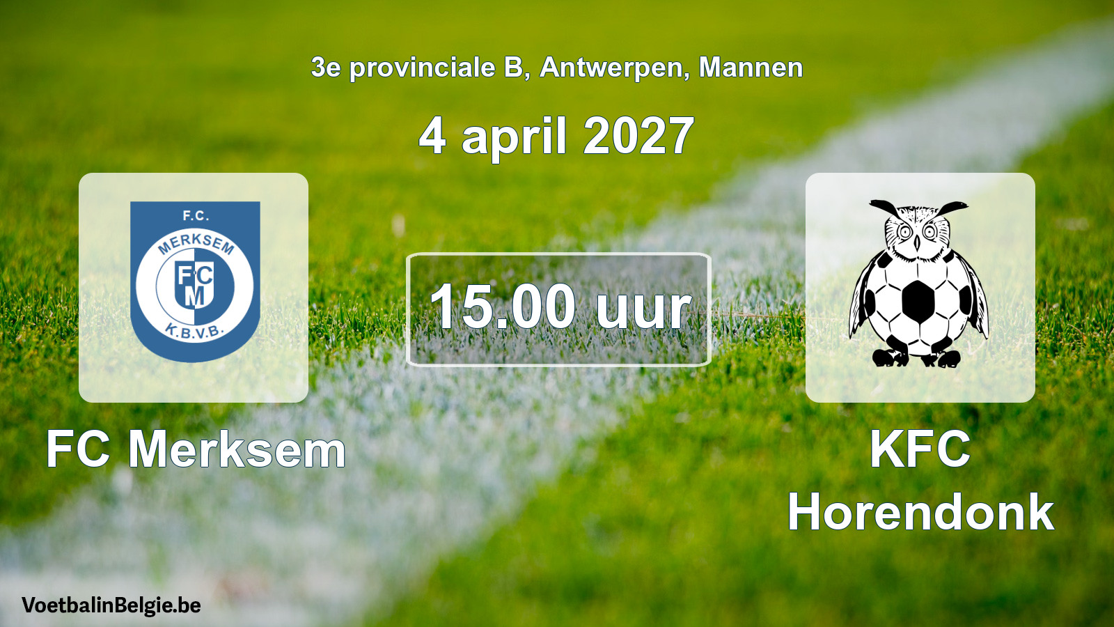 Geplande wedstrijd mannenvoetbal: FC Merksem - KFC Horendonk (4 april 2027)