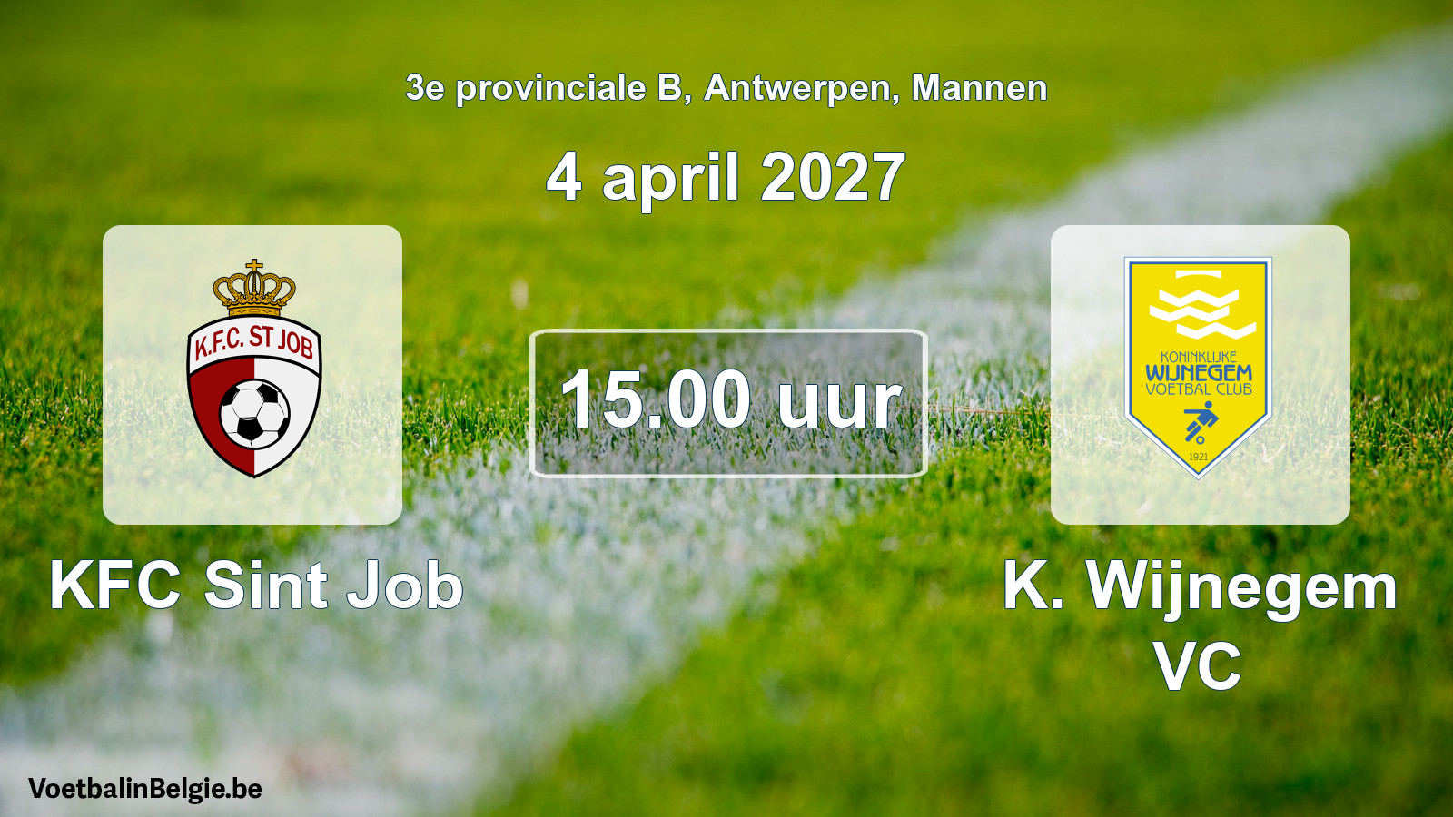 Geplande wedstrijd mannenvoetbal: KFC Sint Job - K. Wijnegem VC (4 april 2027)