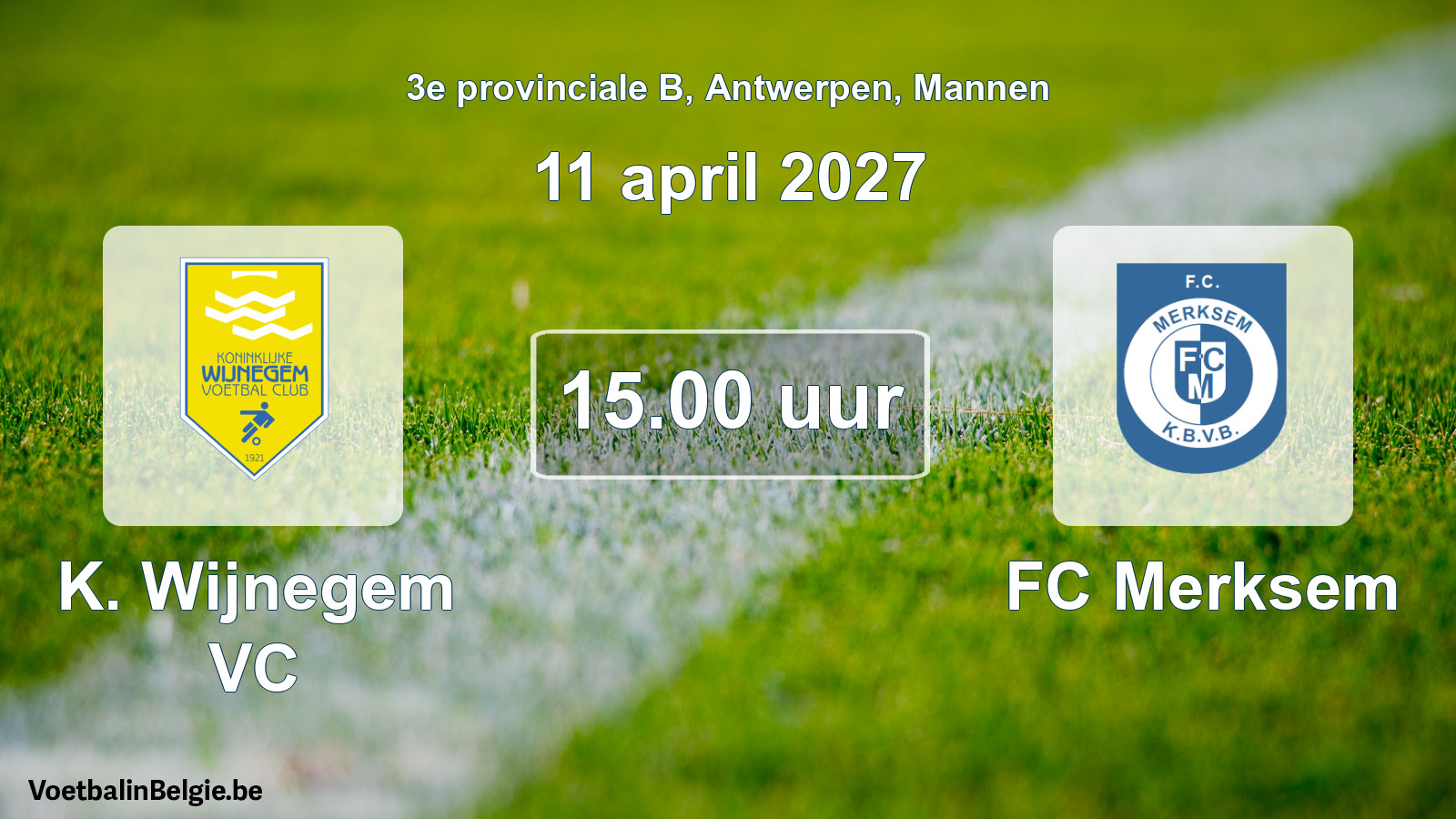Geplande wedstrijd mannenvoetbal: K. Wijnegem VC - FC Merksem (11 april 2027)