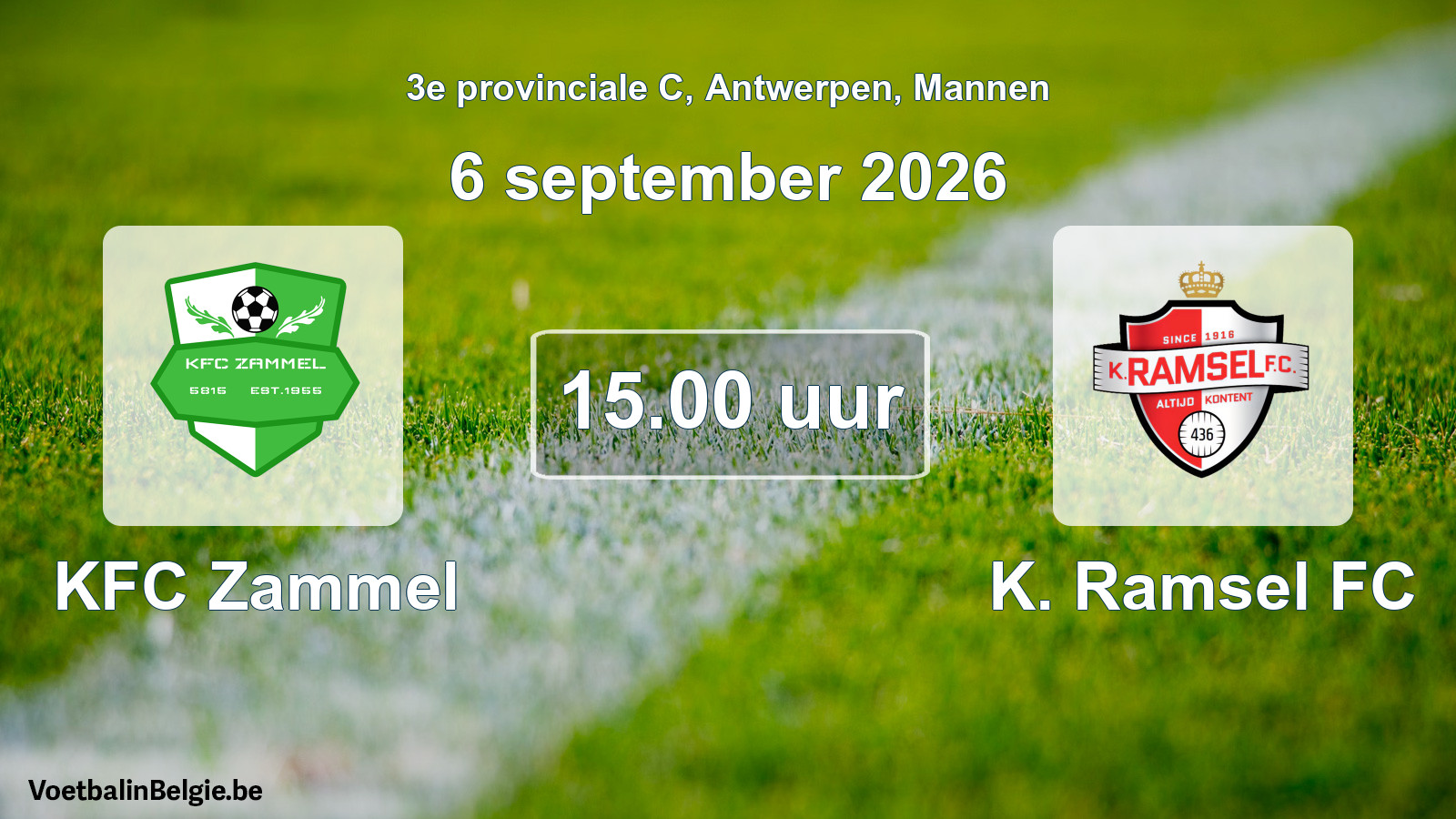 Geplande wedstrijd mannenvoetbal: KFC Zammel - K. Ramsel FC (6 september 2026)