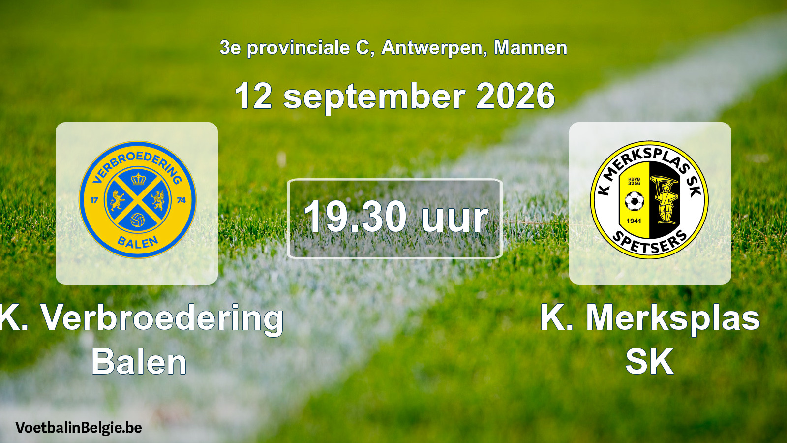 Geplande wedstrijd mannenvoetbal: K. Verbroedering Balen - K. Merksplas SK (12 september 2026)