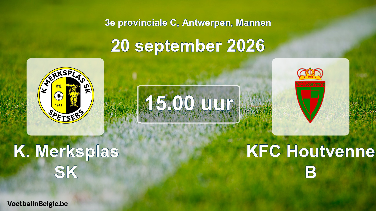 Geplande wedstrijd mannenvoetbal: K. Merksplas SK - KFC Houtvenne B (20 september 2026)