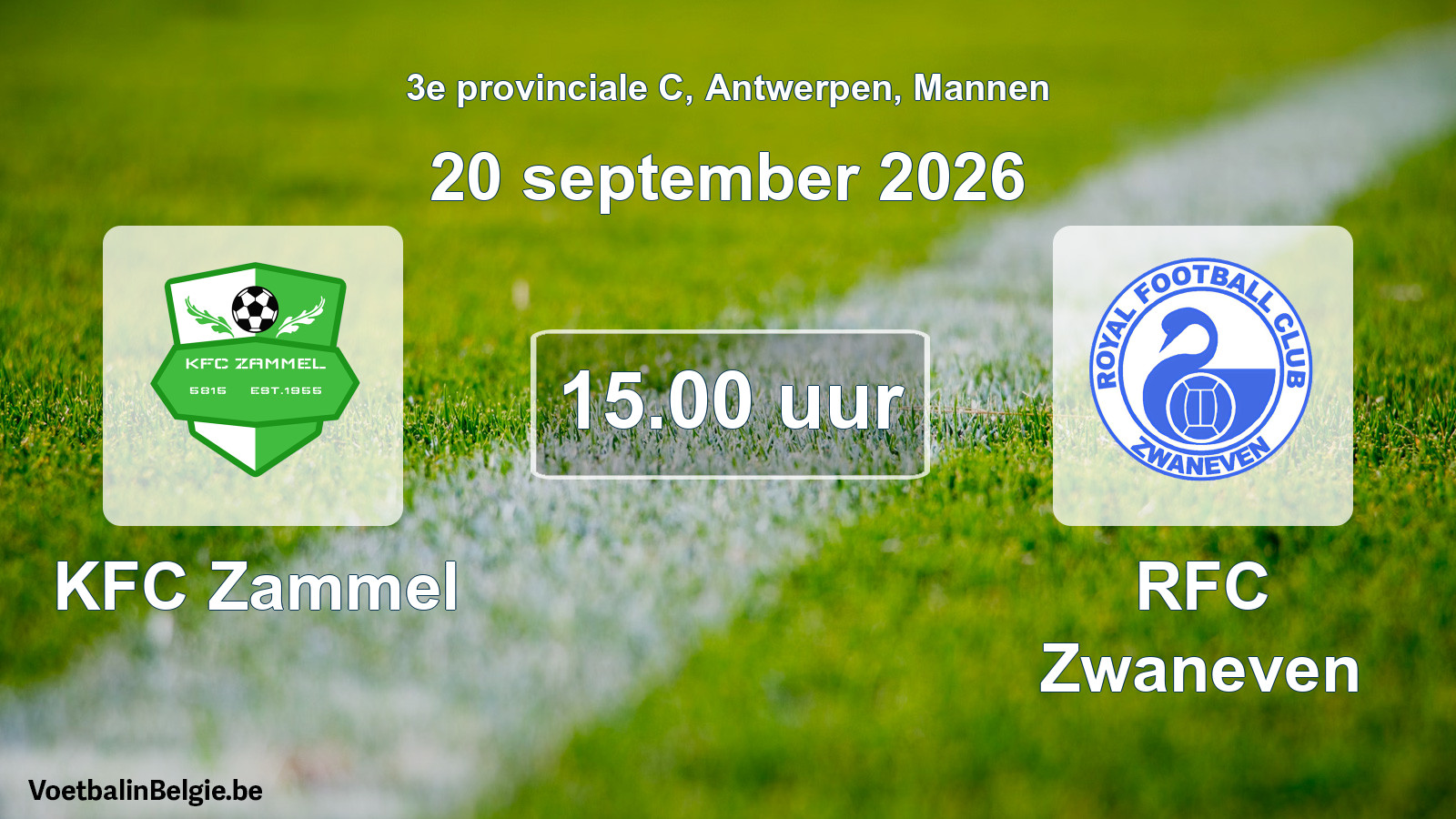 Geplande wedstrijd mannenvoetbal: KFC Zammel - RFC Zwaneven (20 september 2026)