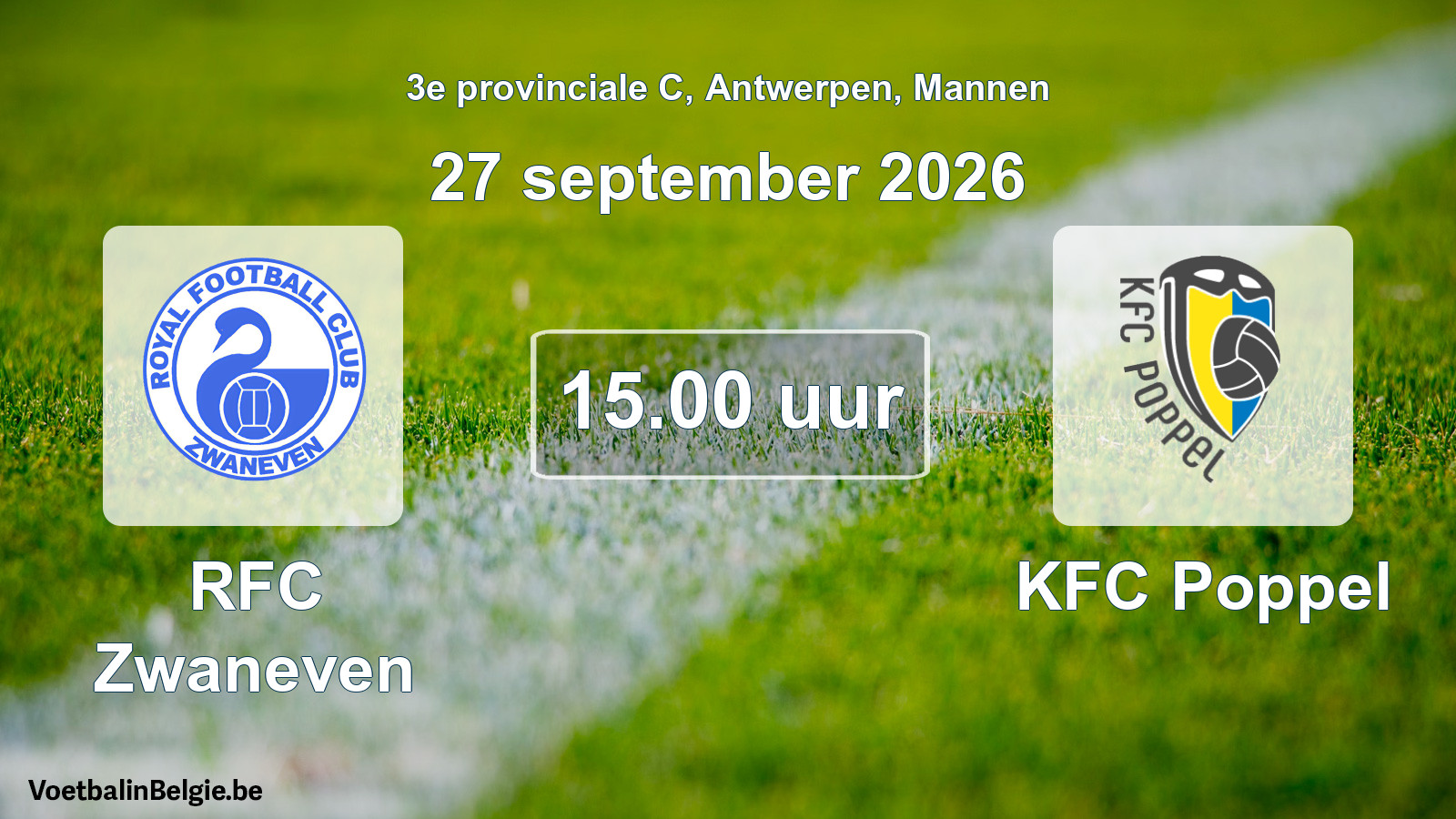 Geplande wedstrijd mannenvoetbal: RFC Zwaneven - KFC Poppel (27 september 2026)