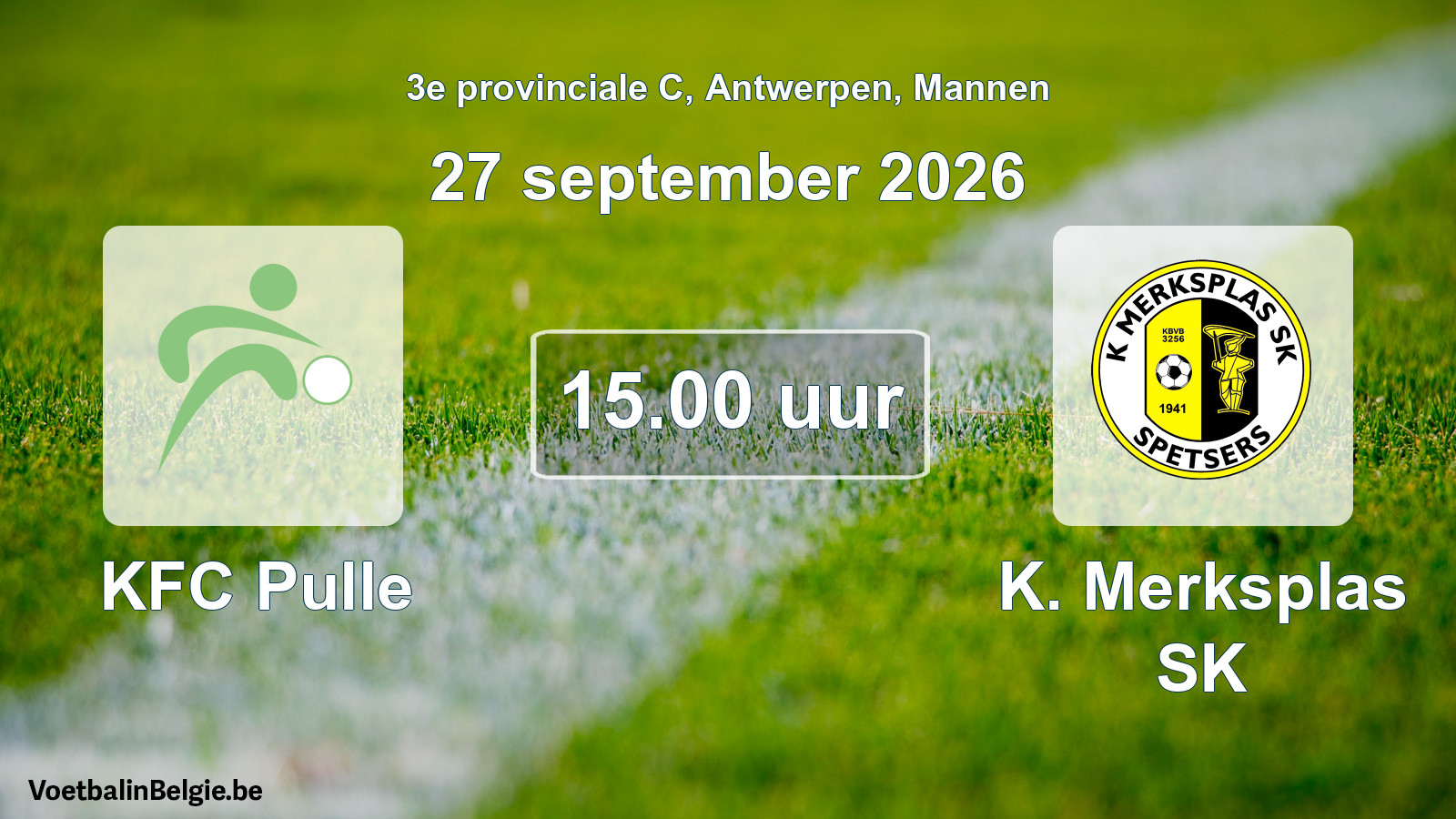 Geplande wedstrijd mannenvoetbal: KFC Pulle - K. Merksplas SK (27 september 2026)