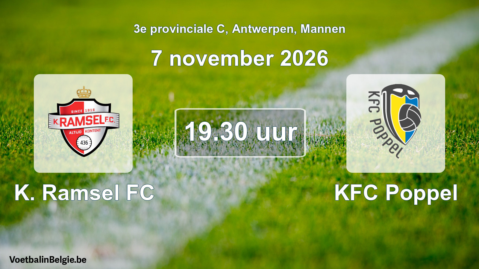 Geplande wedstrijd mannenvoetbal: K. Ramsel FC - KFC Poppel (7 november 2026)