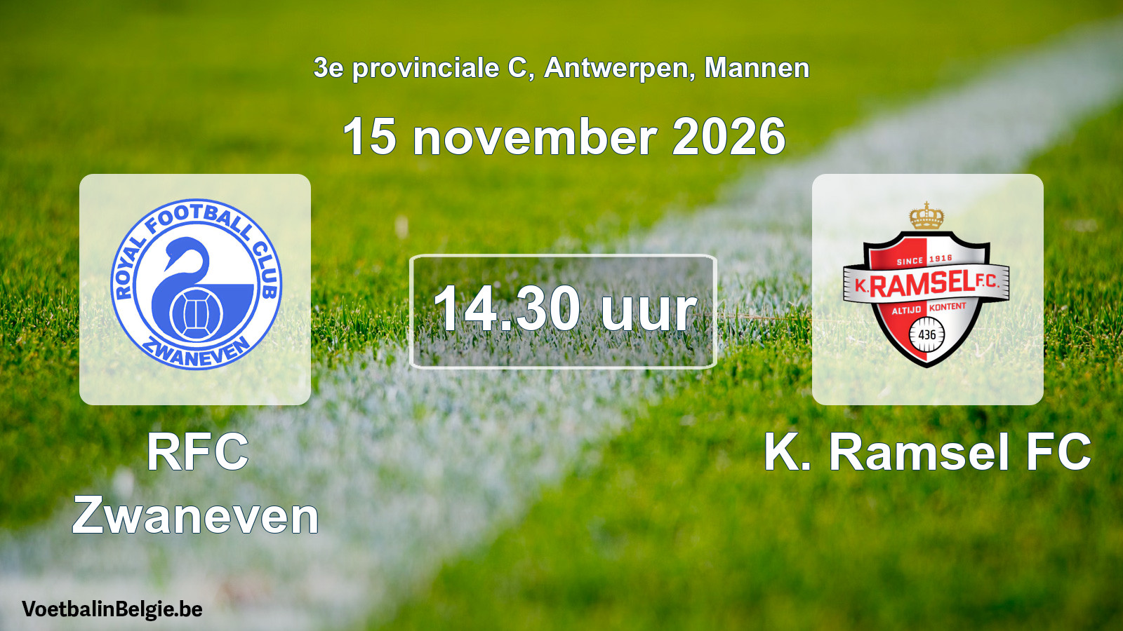 Geplande wedstrijd mannenvoetbal: RFC Zwaneven - K. Ramsel FC (15 november 2026)