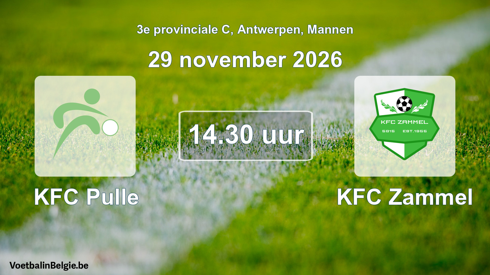 Geplande wedstrijd mannenvoetbal: KFC Pulle - KFC Zammel (29 november 2026)