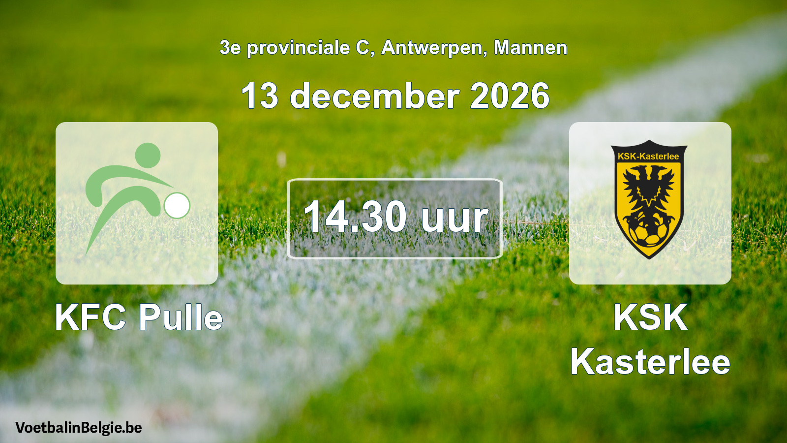Geplande wedstrijd mannenvoetbal: KFC Pulle - KSK Kasterlee (13 december 2026)