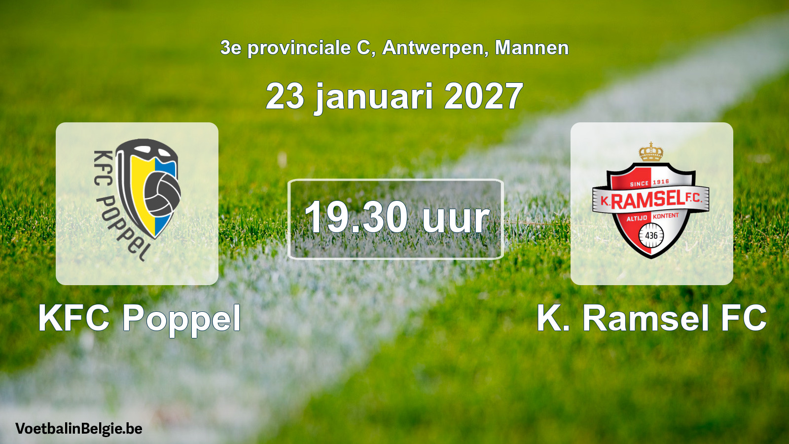 Geplande wedstrijd mannenvoetbal: KFC Poppel - K. Ramsel FC (23 januari 2027)