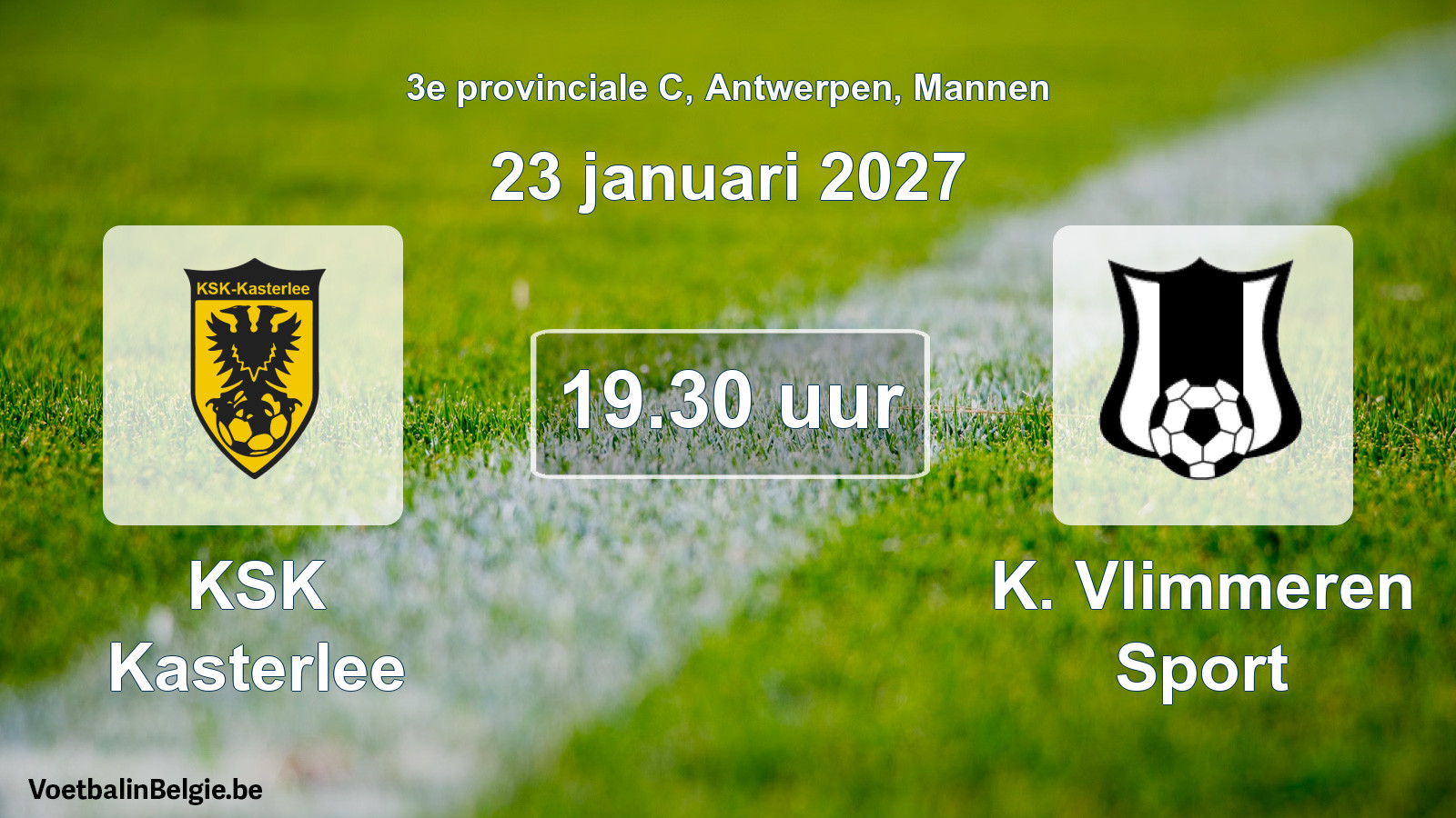 Geplande wedstrijd mannenvoetbal: KSK Kasterlee - K. Vlimmeren Sport (23 januari 2027)