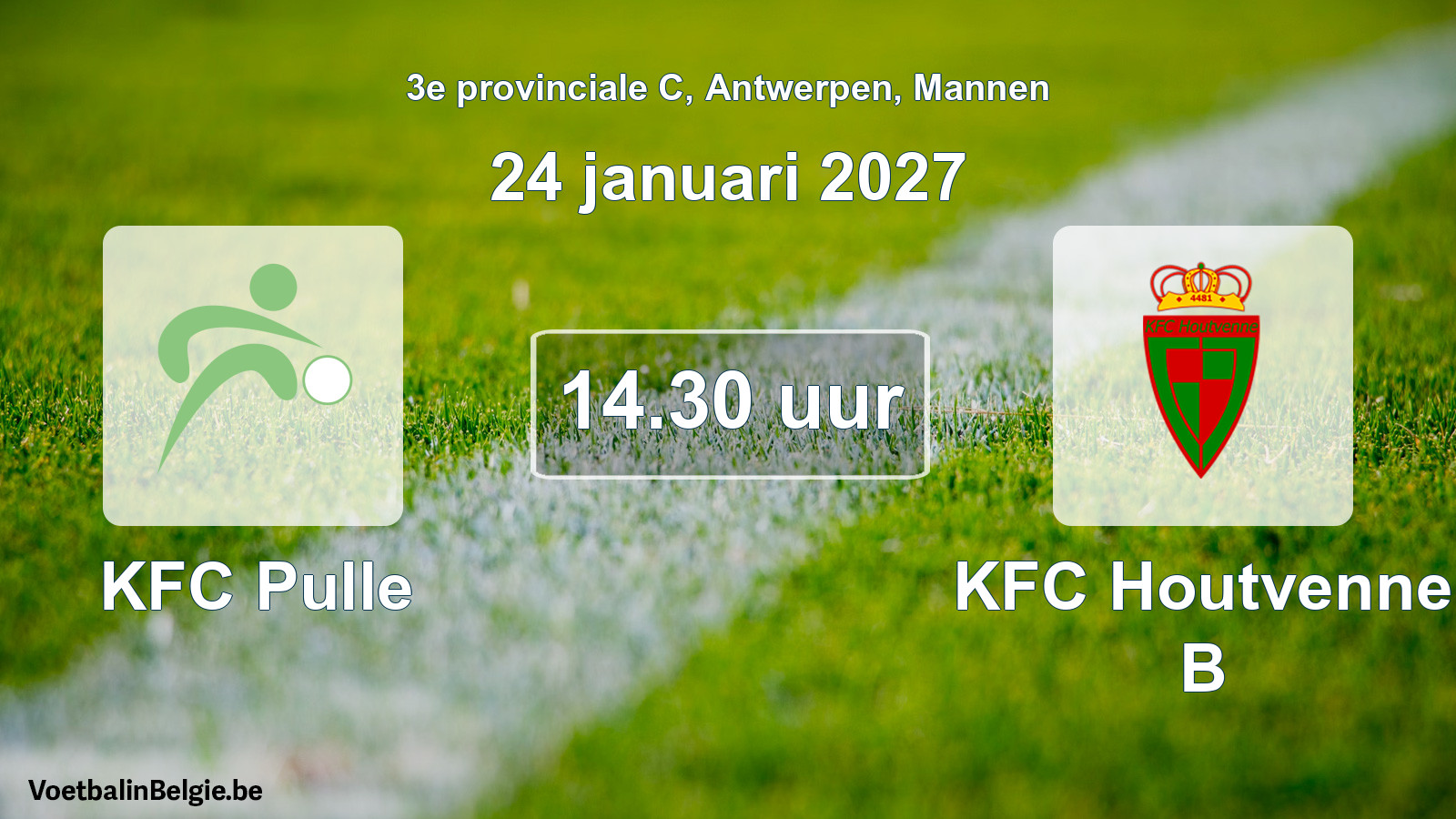 Geplande wedstrijd mannenvoetbal: KFC Pulle - KFC Houtvenne B (24 januari 2027)