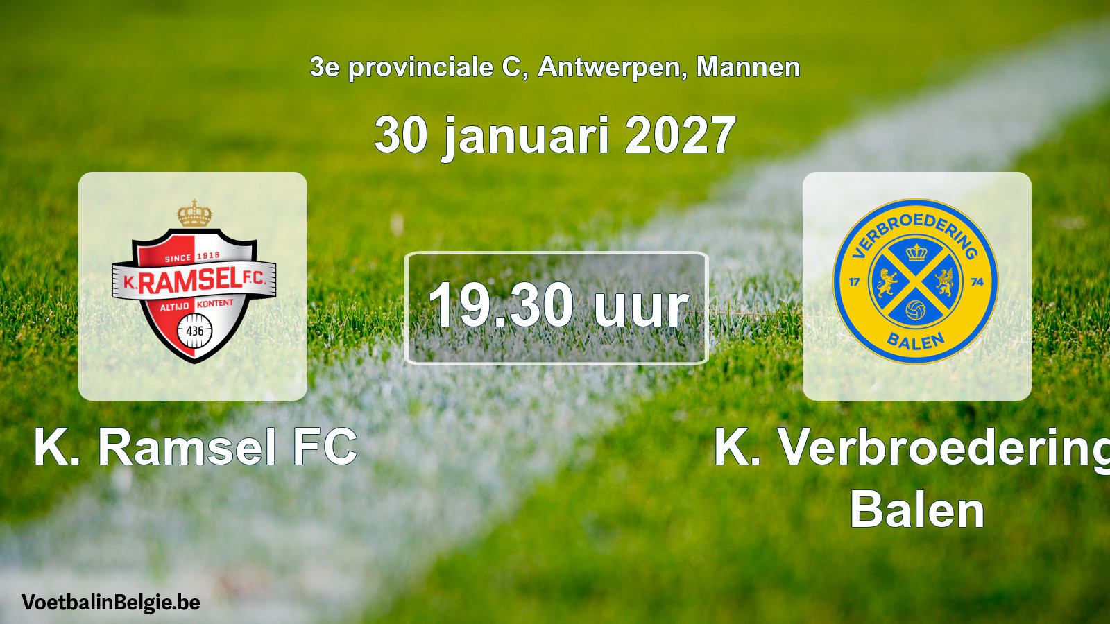 Geplande wedstrijd mannenvoetbal: K. Ramsel FC - K. Verbroedering Balen (30 januari 2027)