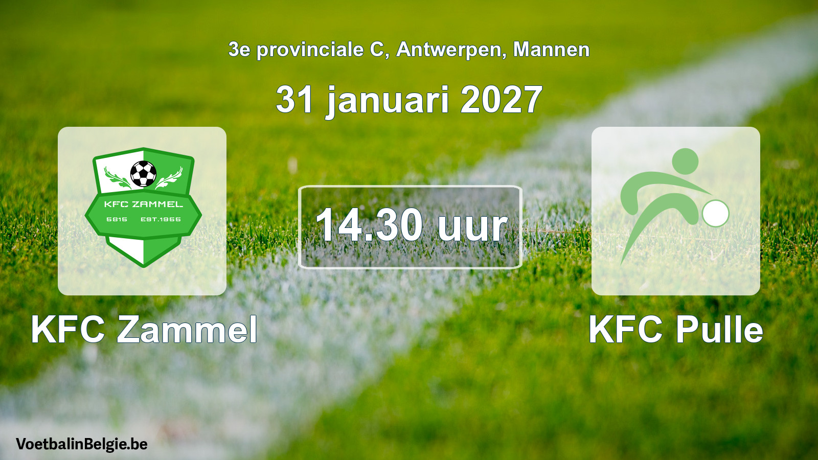 Geplande wedstrijd mannenvoetbal: KFC Zammel - KFC Pulle (31 januari 2027)