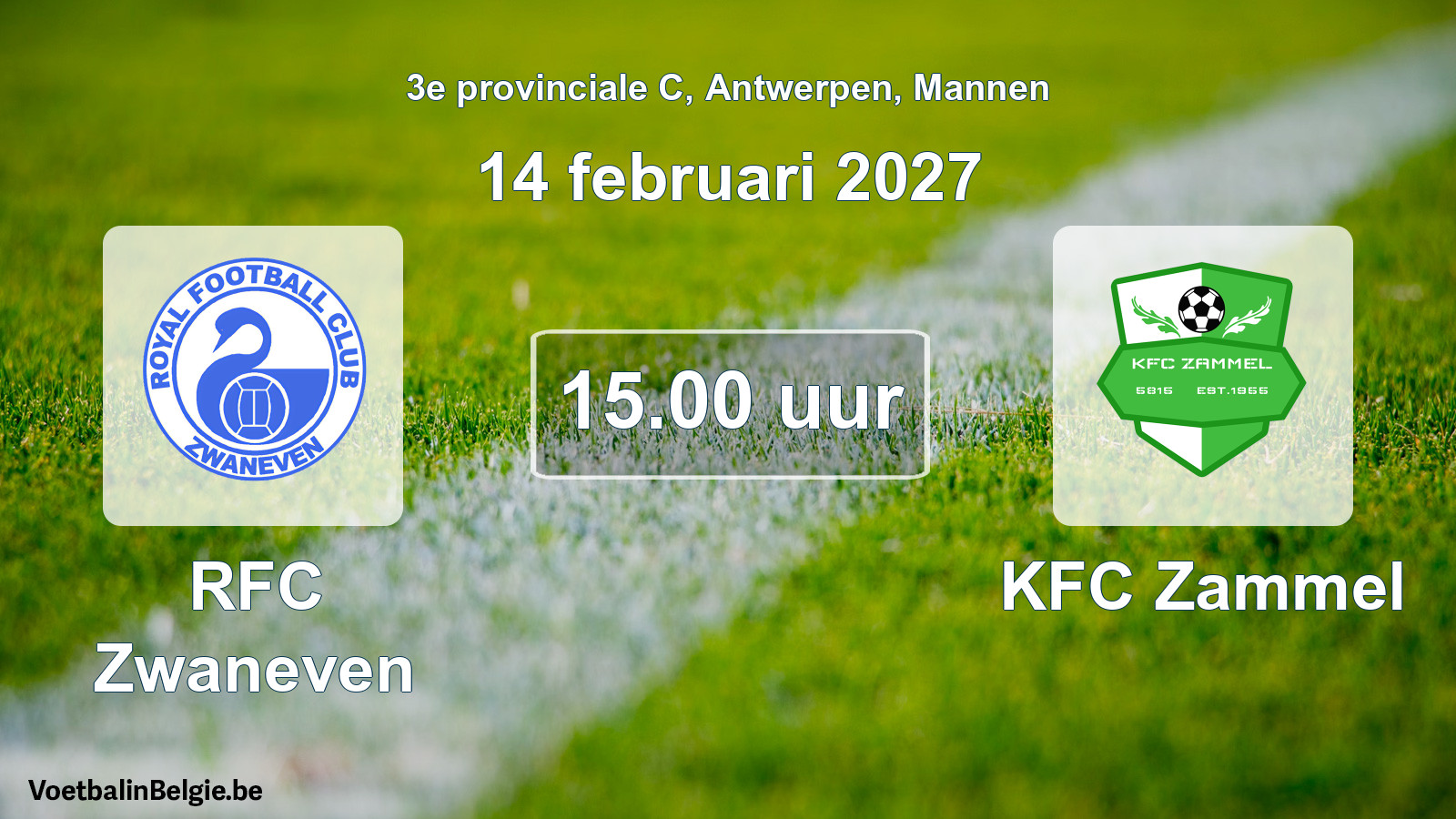 Geplande wedstrijd mannenvoetbal: RFC Zwaneven - KFC Zammel (14 februari 2027)