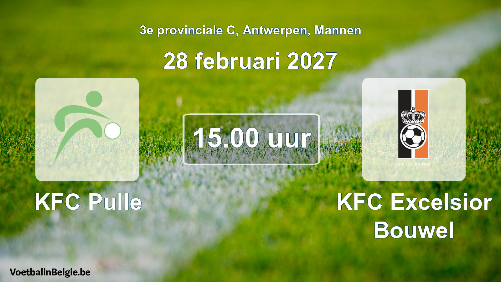 Geplande wedstrijd mannenvoetbal: KFC Pulle - KFC Excelsior Bouwel (28 februari 2027)