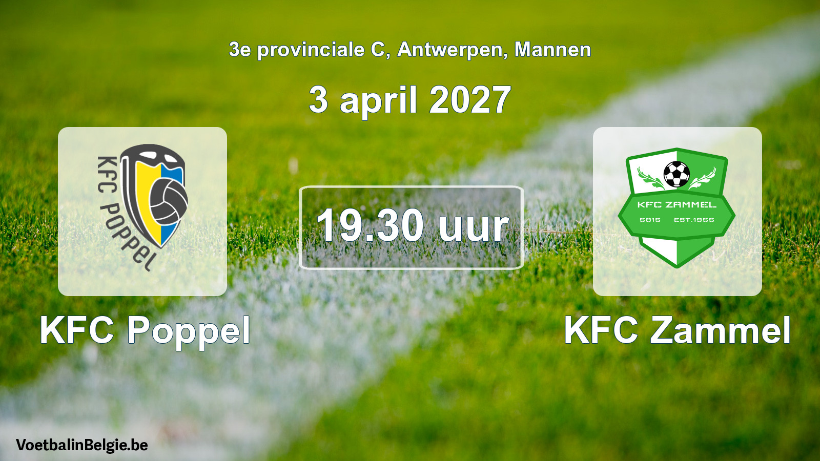 Geplande wedstrijd mannenvoetbal: KFC Poppel - KFC Zammel (3 april 2027)