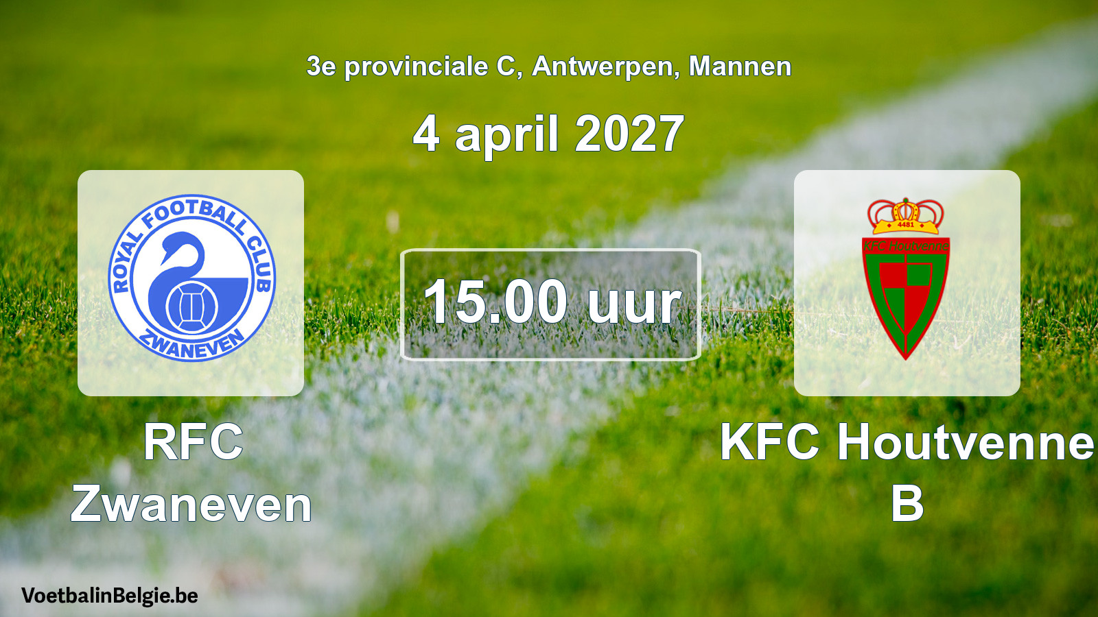 Geplande wedstrijd mannenvoetbal: RFC Zwaneven - KFC Houtvenne B (4 april 2027)