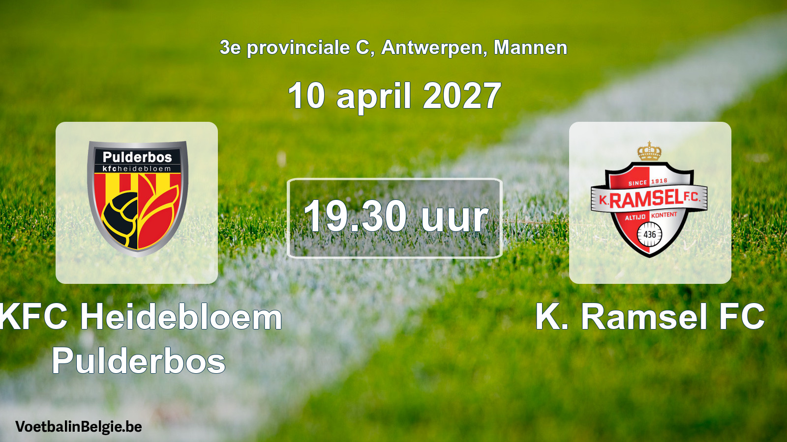Geplande wedstrijd mannenvoetbal: KFC Heidebloem Pulderbos - K. Ramsel FC (10 april 2027)