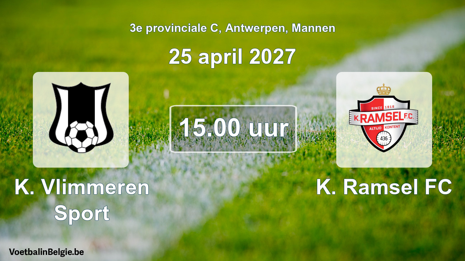 Geplande wedstrijd mannenvoetbal: K. Vlimmeren Sport - K. Ramsel FC (25 april 2027)