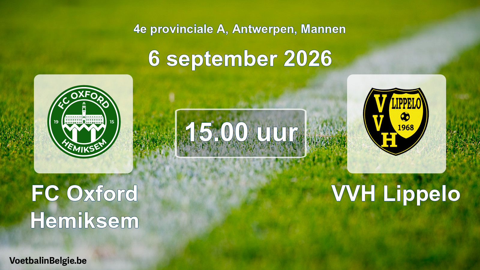 Geplande wedstrijd mannenvoetbal: FC Oxford Hemiksem - VVH Lippelo (6 september 2026)