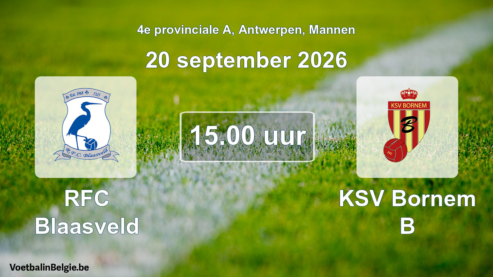 Geplande wedstrijd mannenvoetbal: RFC Blaasveld - KSV Bornem B (20 september 2026)