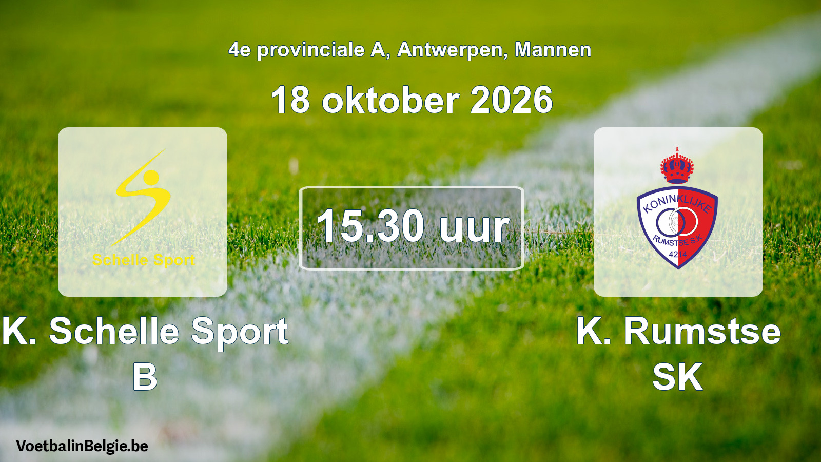 Scheduled match men football: K. Schelle Sport B - K. Rumstse SK (18 October 2026)